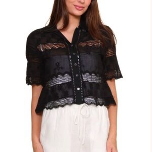 Heartloom Black Lace Button-Up Top